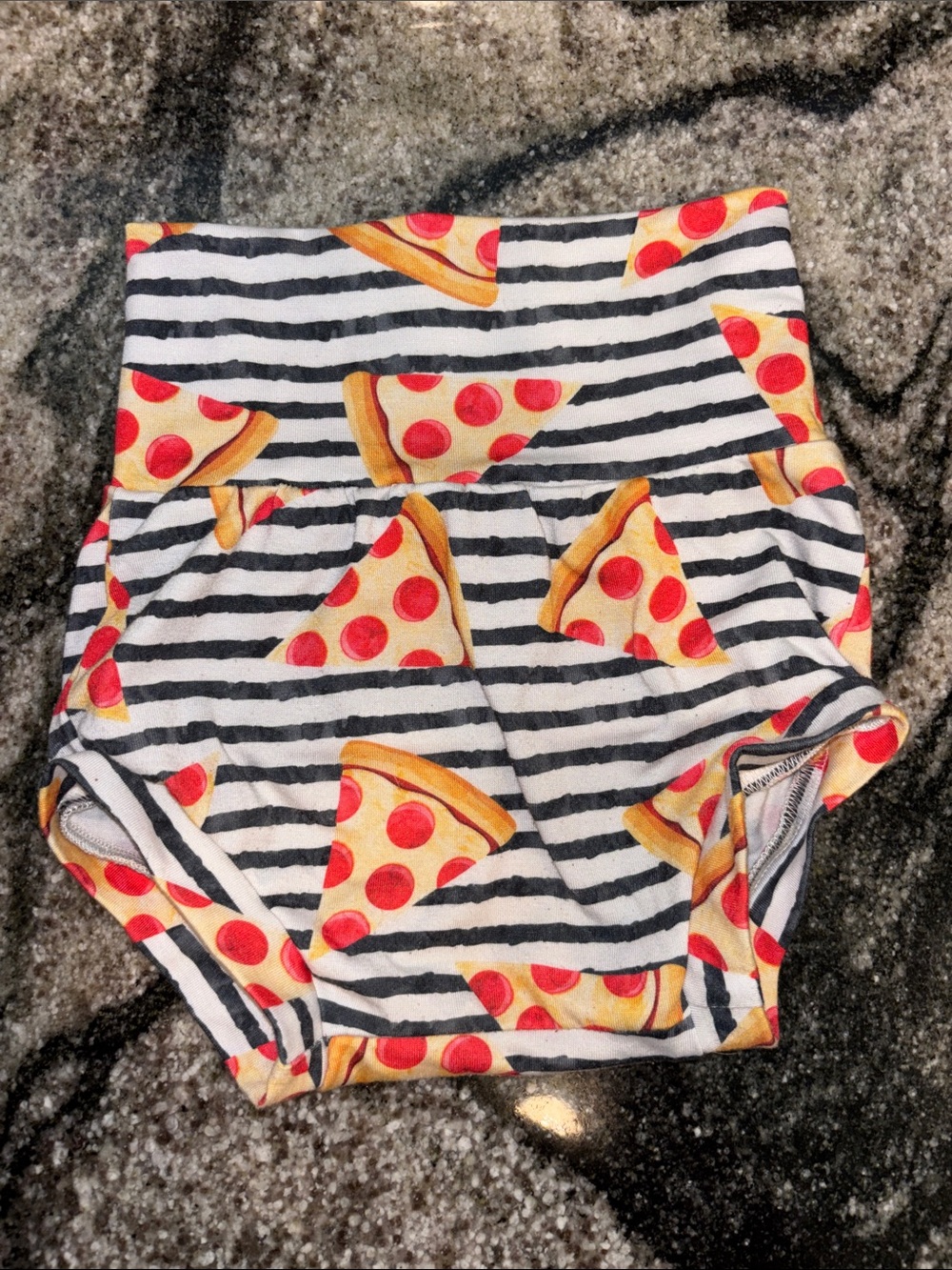 Striped Pizza Print High-Waist Baby Bloomers